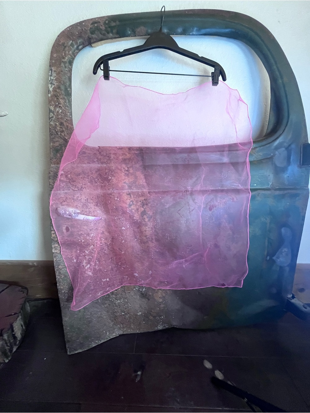 Vintage Sheer Pink Organza Women’s Scarf
